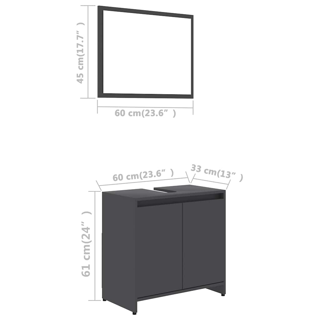 vidaXL Bathroom Furniture Set Grey Engineered Wood