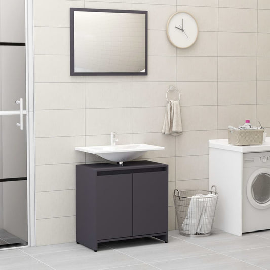 vidaXL Bathroom Furniture Set Grey Engineered Wood