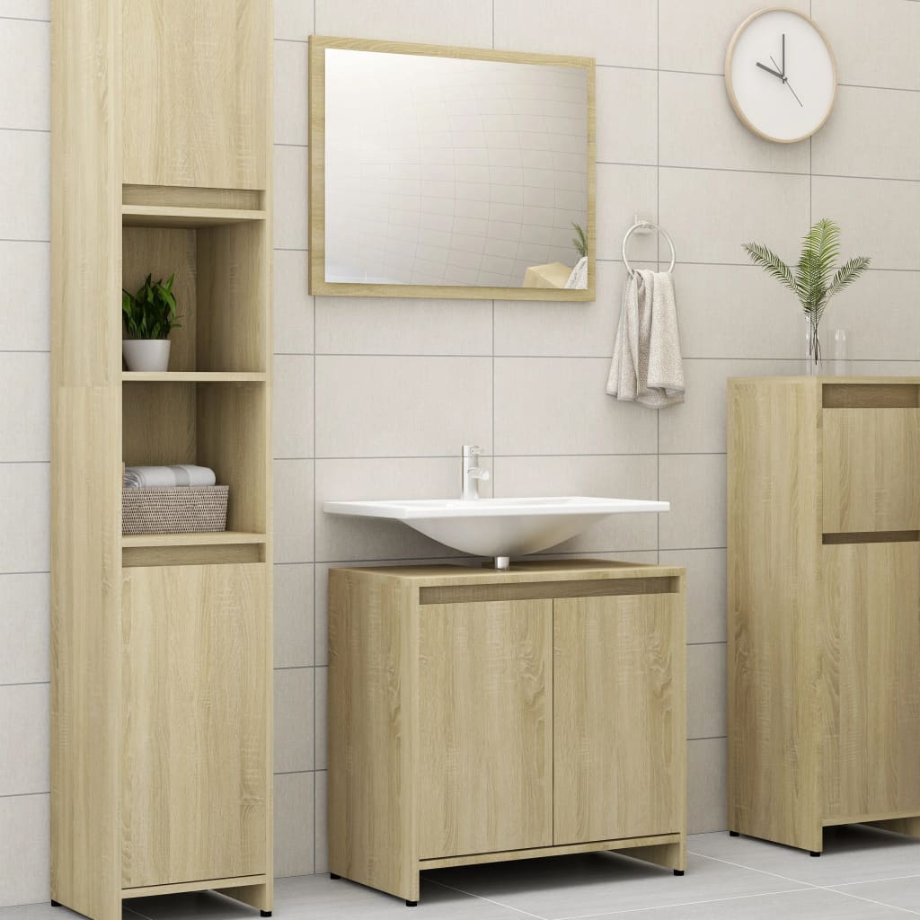 vidaXL Bathroom Furniture Set Sonoma Oak Engineered Wood