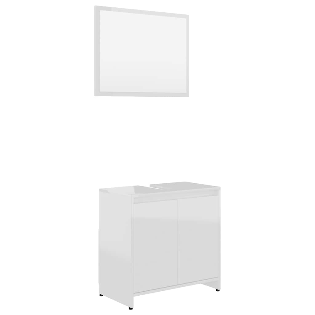 802657 vidaXL Bathroom Furniture Set High Gloss White Engineered Wood