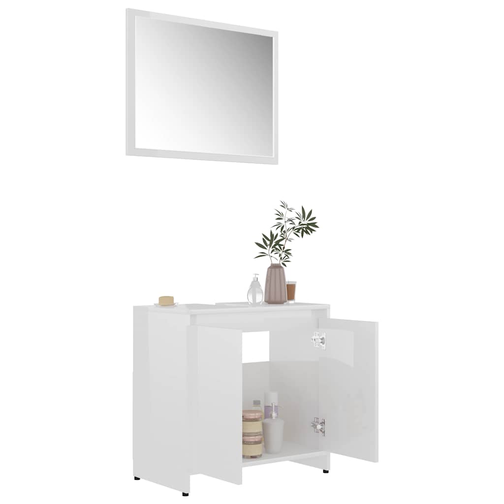 802657 vidaXL Bathroom Furniture Set High Gloss White Engineered Wood