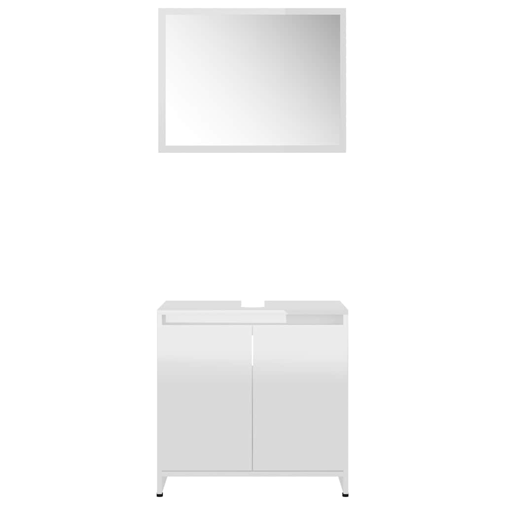 802657 vidaXL Bathroom Furniture Set High Gloss White Engineered Wood