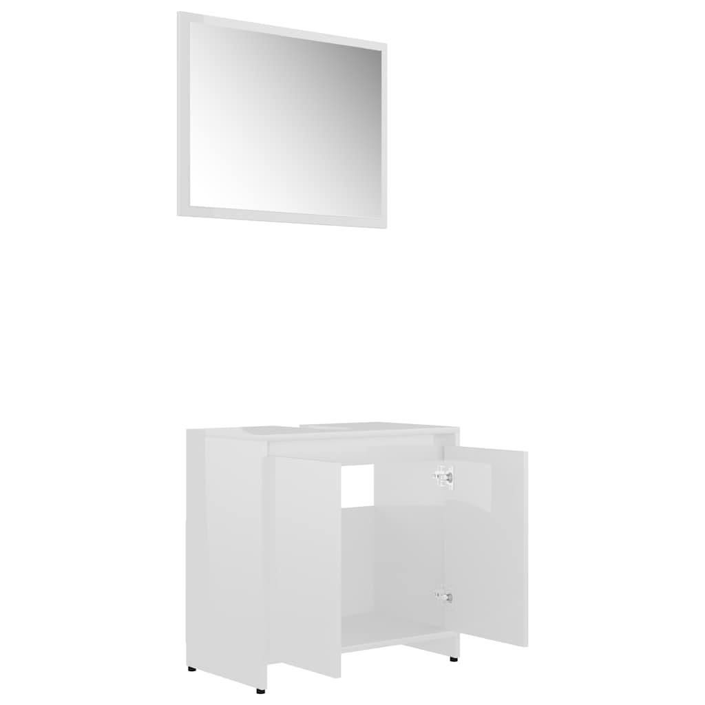 802657 vidaXL Bathroom Furniture Set High Gloss White Engineered Wood