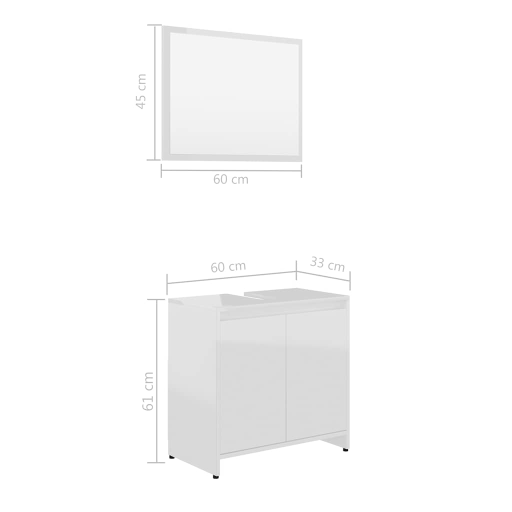 802657 vidaXL Bathroom Furniture Set High Gloss White Engineered Wood