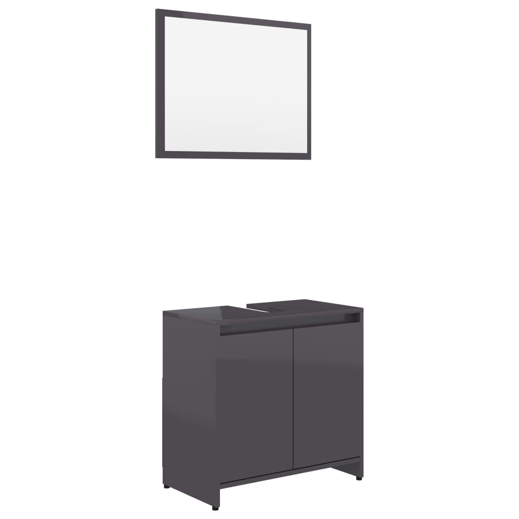 vidaXL Bathroom Furniture Set High Gloss Grey Engineered Wood