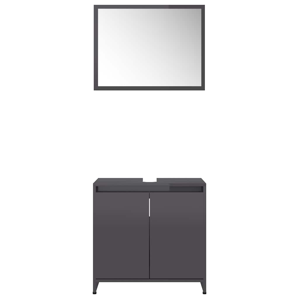 vidaXL Bathroom Furniture Set High Gloss Grey Engineered Wood