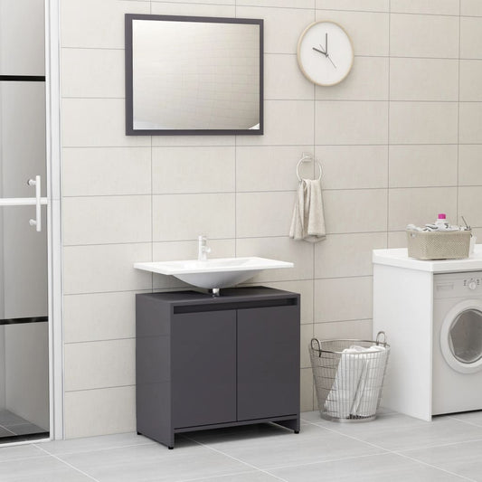 vidaXL Bathroom Furniture Set High Gloss Grey Engineered Wood