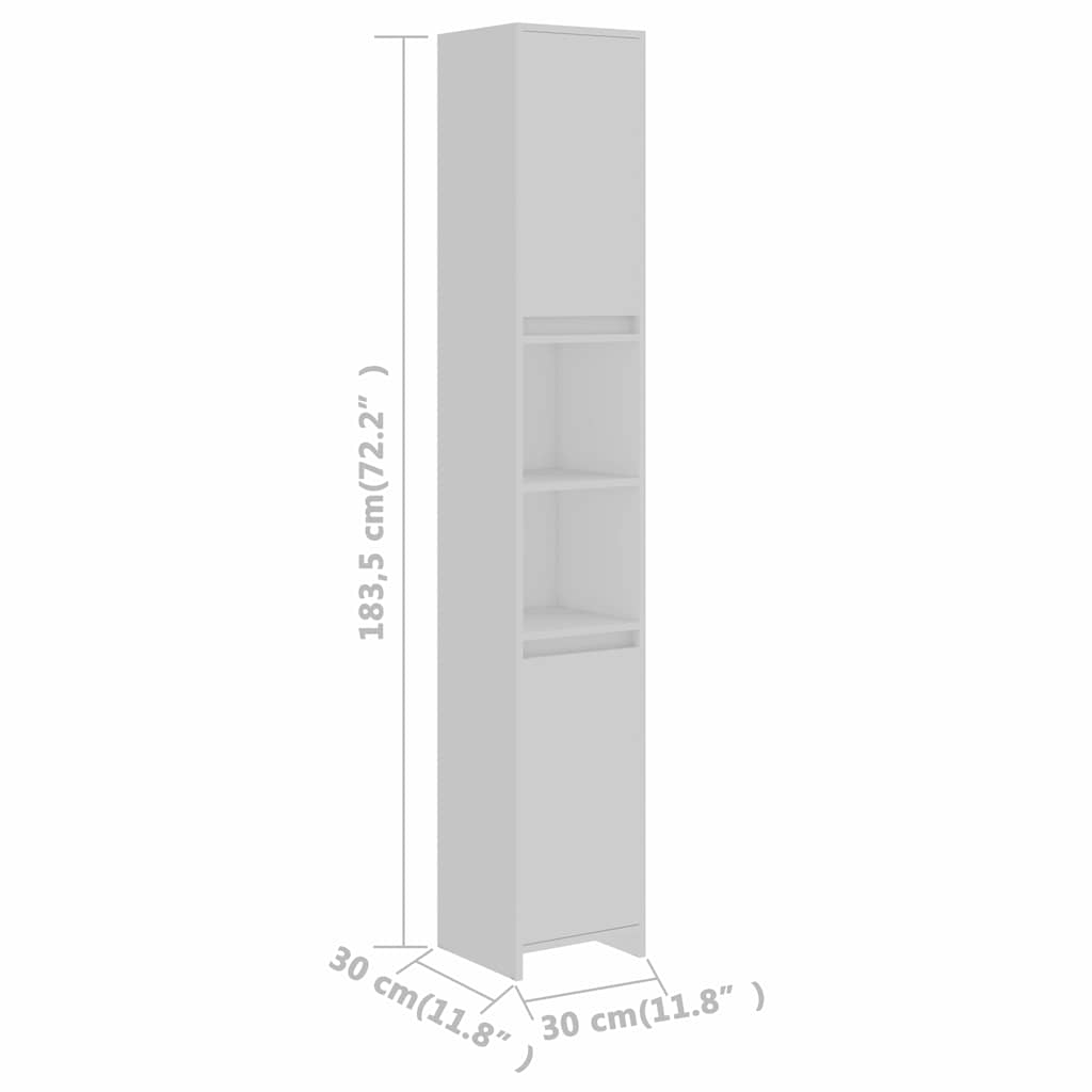 802669 vidaXL Bathroom Cabinet White 30x30x183,5 cm Engineered Wood