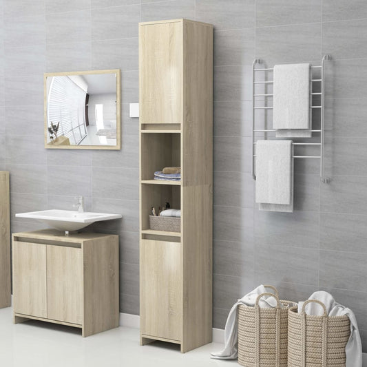 vidaXL Bathroom Cabinet Sonoma Oak 30x30x183.5 cm Engineered Wood