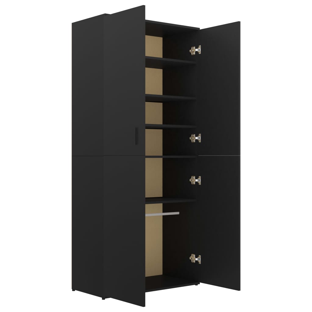 vidaXL Shoe Cabinet Black 80x39x178 cm Engineered Wood