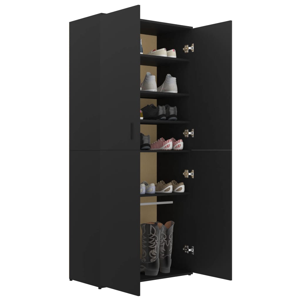 vidaXL Shoe Cabinet Black 80x39x178 cm Engineered Wood