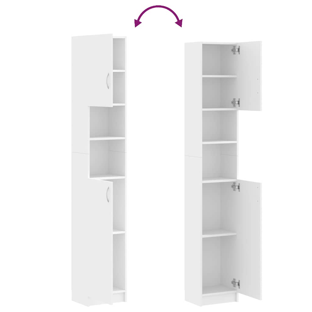 802876 vidaXL Bathroom Cabinet White 32x25,5x190 cm Engineered Wood