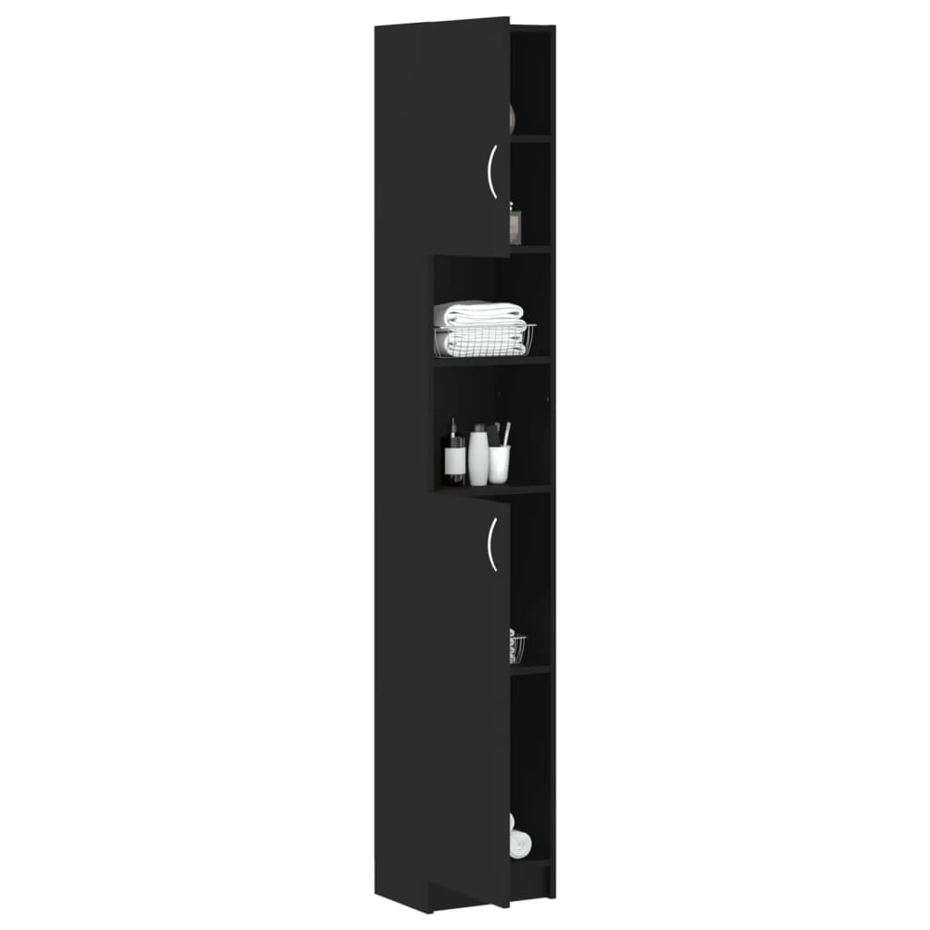 vidaXL Bathroom Cabinet Black 32x25.5x190 cm Engineered Wood