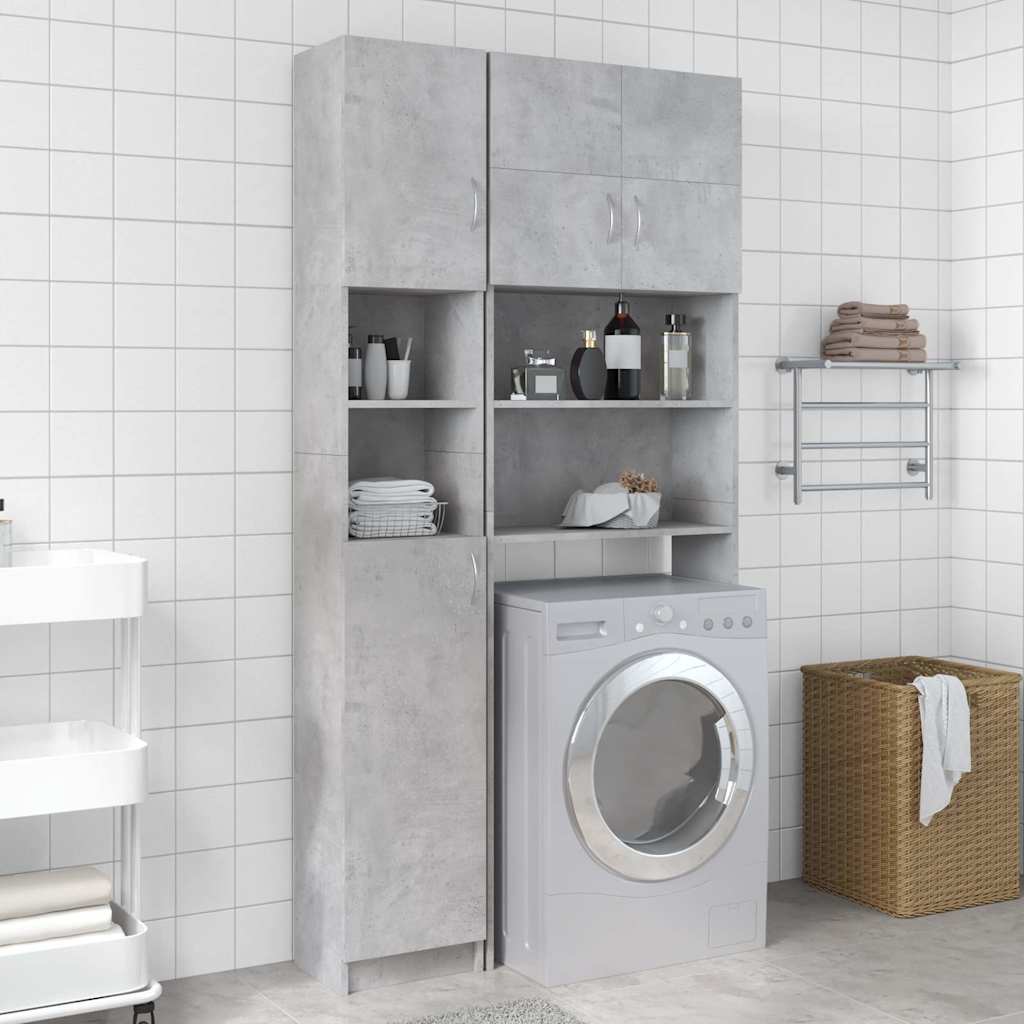 802880 vidaXL Bathroom Cabinet Concrete Grey 32x25,5x190 cm Engineered Wood