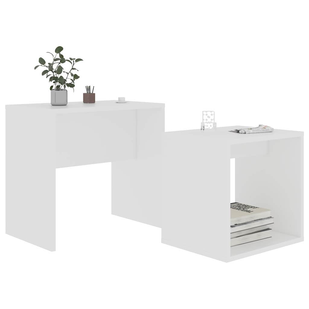 802885 vidaXL Coffee Table Set White 48x30x45 cm Engineered Wood