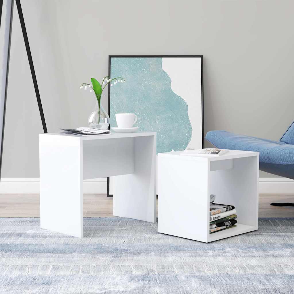 802885 vidaXL Coffee Table Set White 48x30x45 cm Engineered Wood