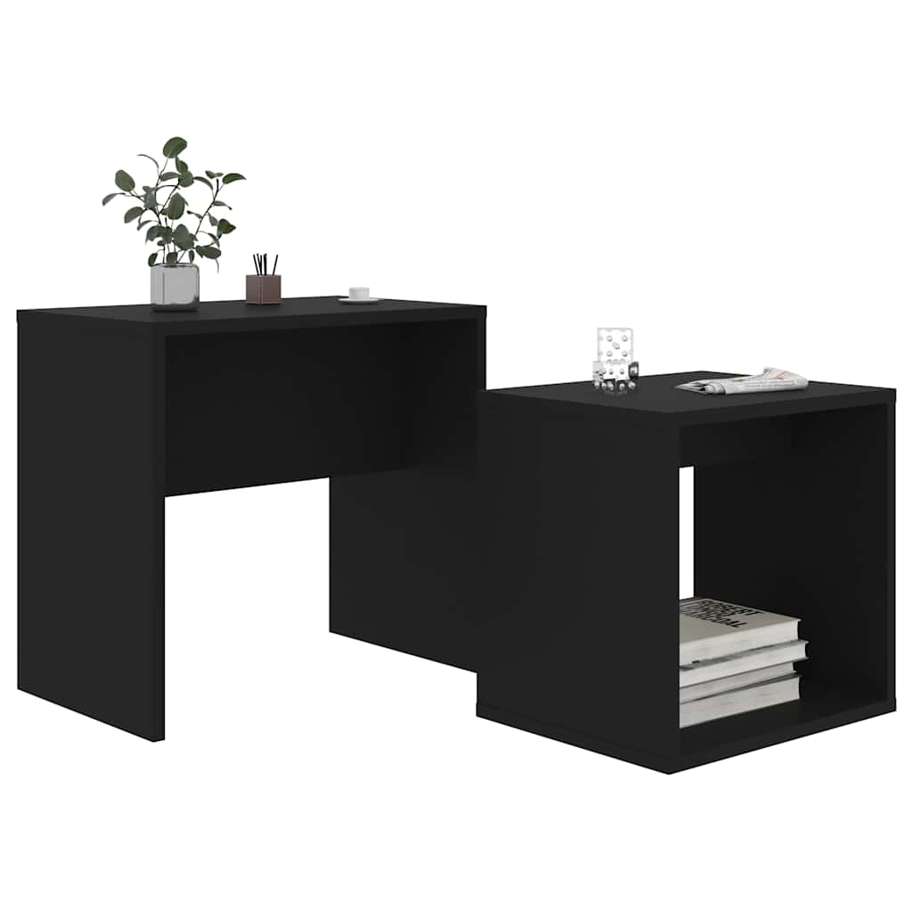 802886 vidaXL Coffee Table Set Black 48x30x45 cm Engineered Wood