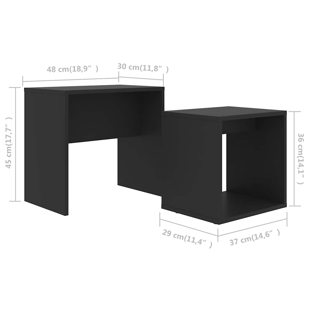 802886 vidaXL Coffee Table Set Black 48x30x45 cm Engineered Wood