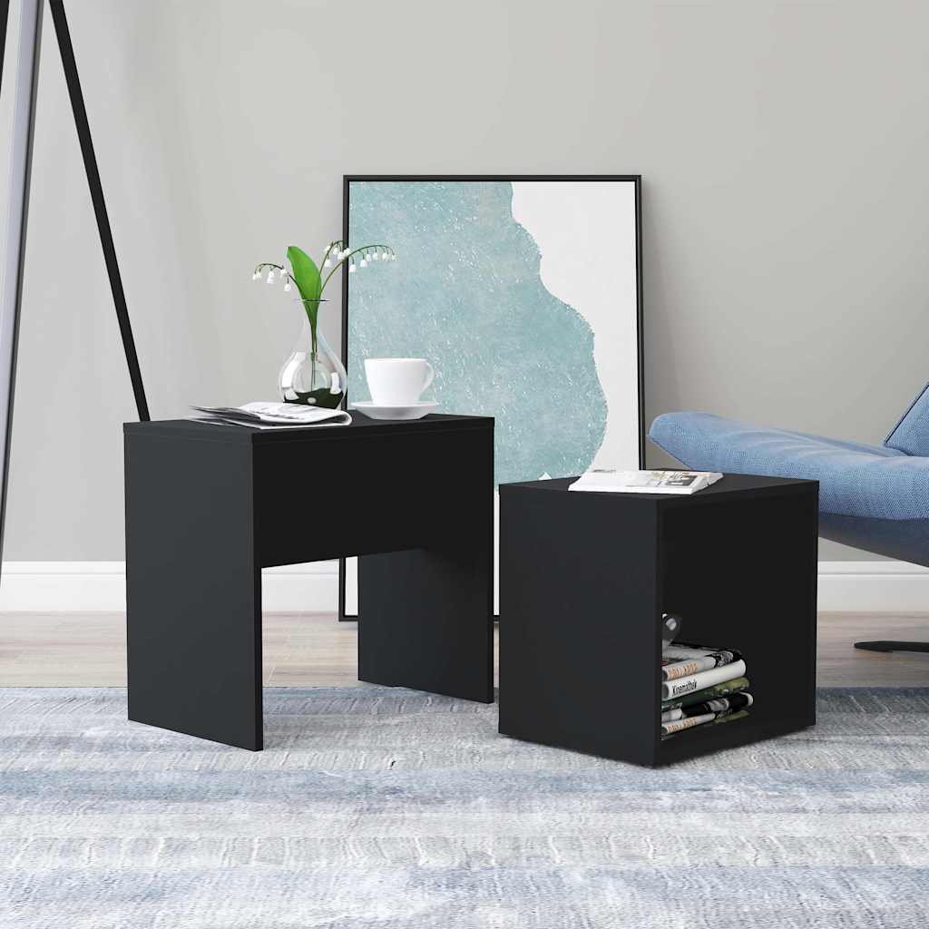 802886 vidaXL Coffee Table Set Black 48x30x45 cm Engineered Wood