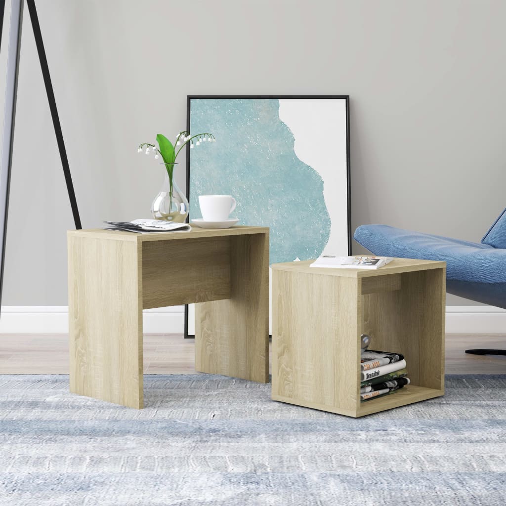 802888 vidaXL Coffee Table Set Sonoma Oak 48x30x45 cm Engineered Wood