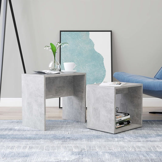 vidaXL Coffee Table Set Concrete Grey 48x30x45 cm Engineered Wood