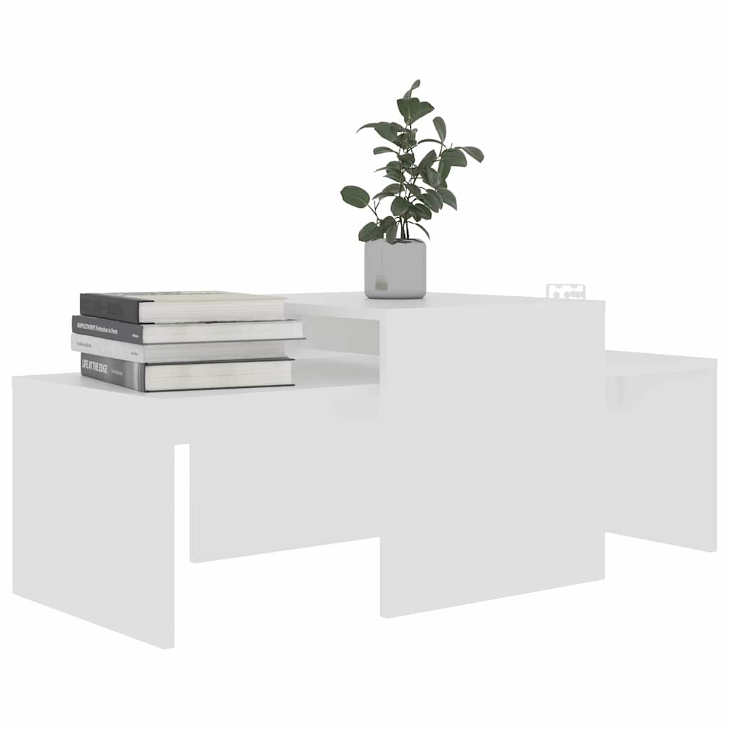 802912 vidaXL Coffee Table Set White 100x48x40 cm Engineered Wood