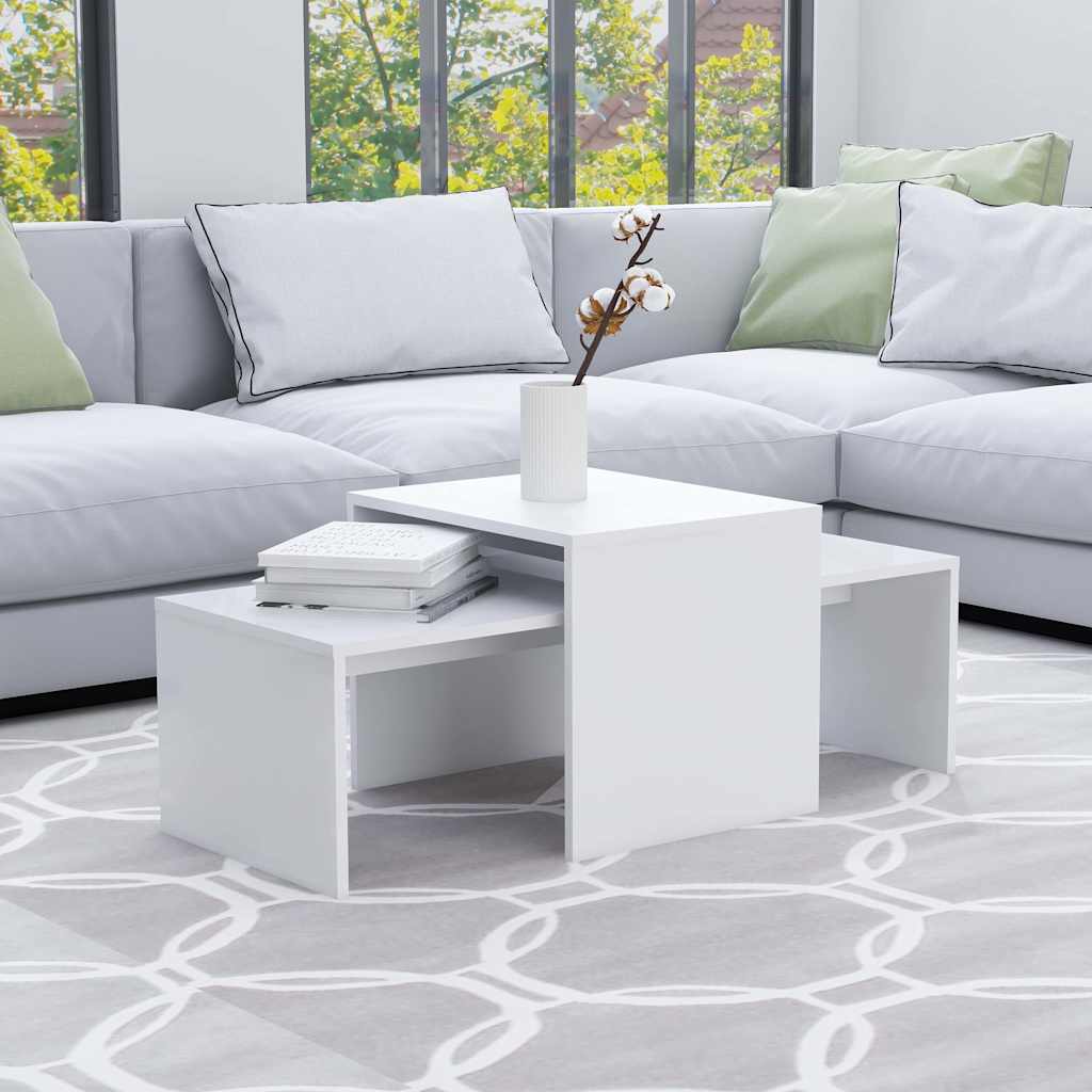 802912 vidaXL Coffee Table Set White 100x48x40 cm Engineered Wood