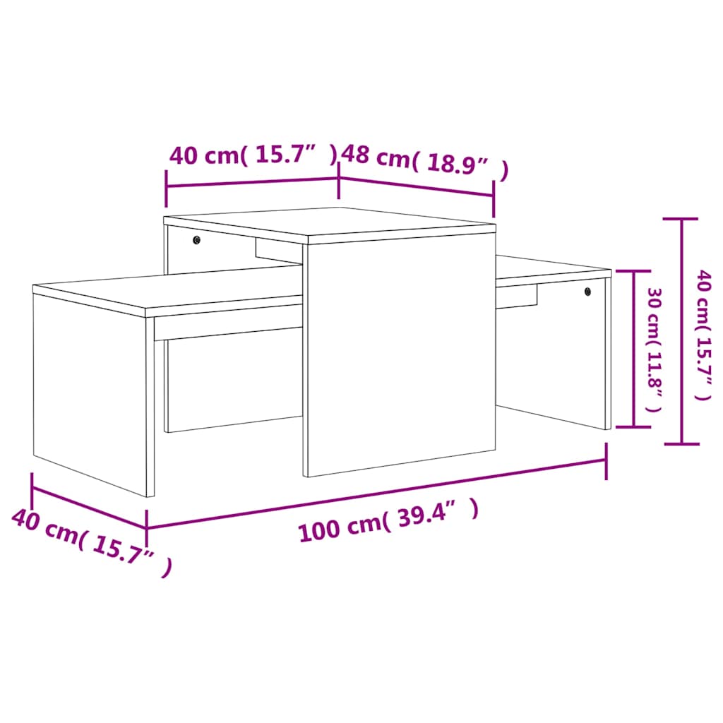 802915 vidaXL Coffee Table Set Sonoma Oak 100x48x40 cm Engineered Wood