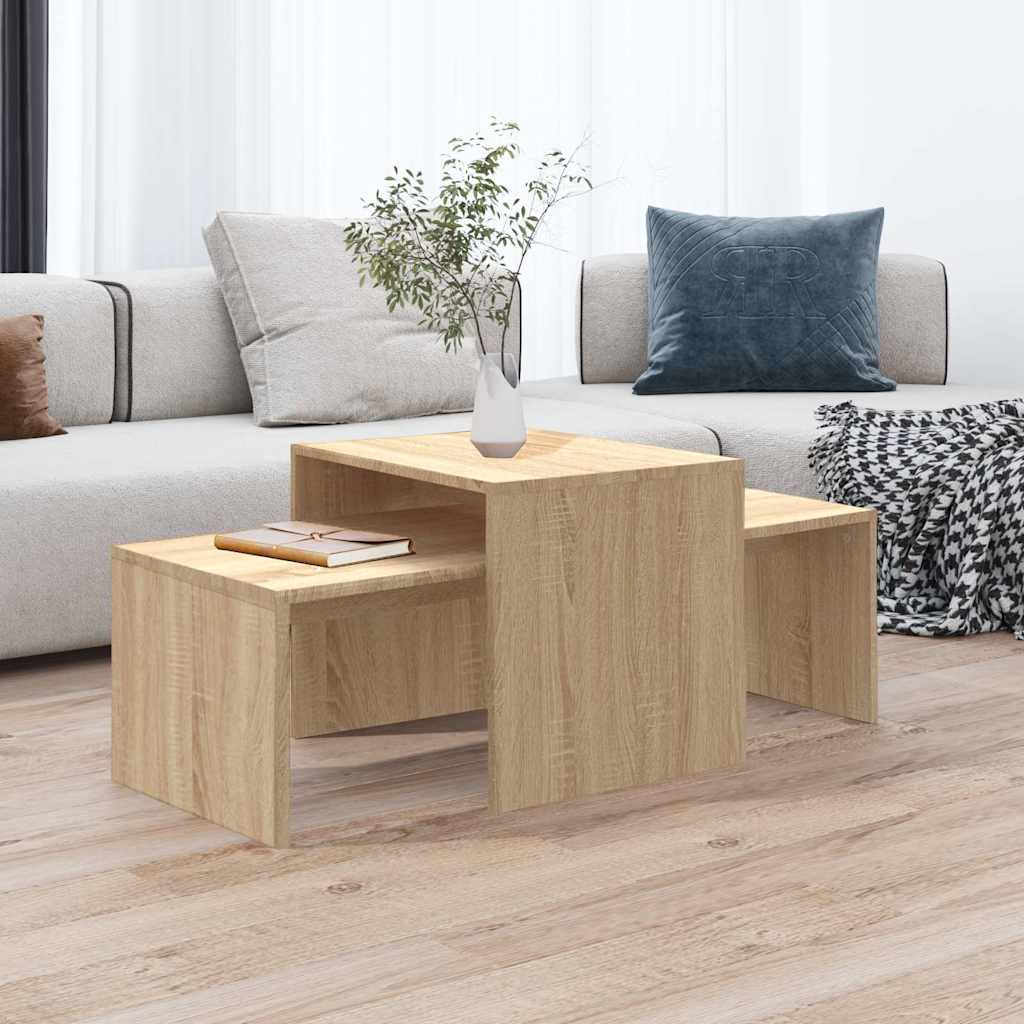 802915 vidaXL Coffee Table Set Sonoma Oak 100x48x40 cm Engineered Wood