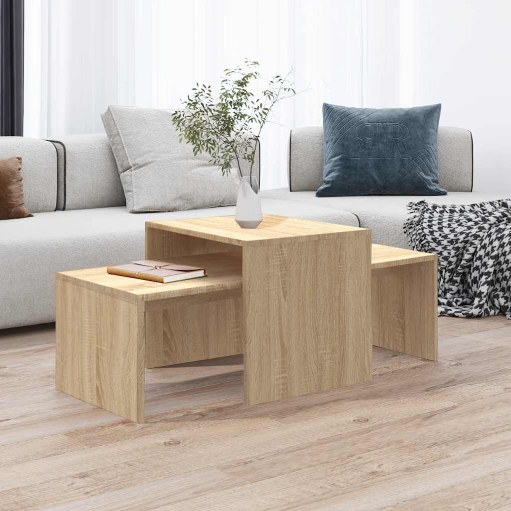 802915 vidaXL Coffee Table Set Sonoma Oak 100x48x40 cm Engineered Wood