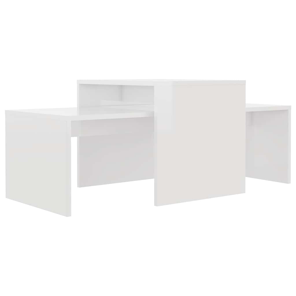 802918 vidaXL Coffee Table Set High Gloss White 100x48x40 cm Engineered Wood