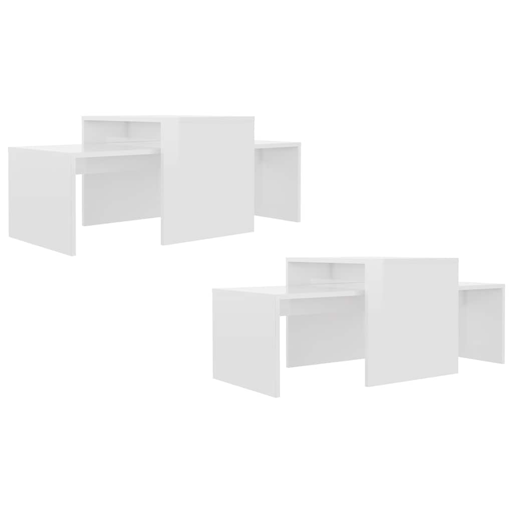 802918 vidaXL Coffee Table Set High Gloss White 100x48x40 cm Engineered Wood