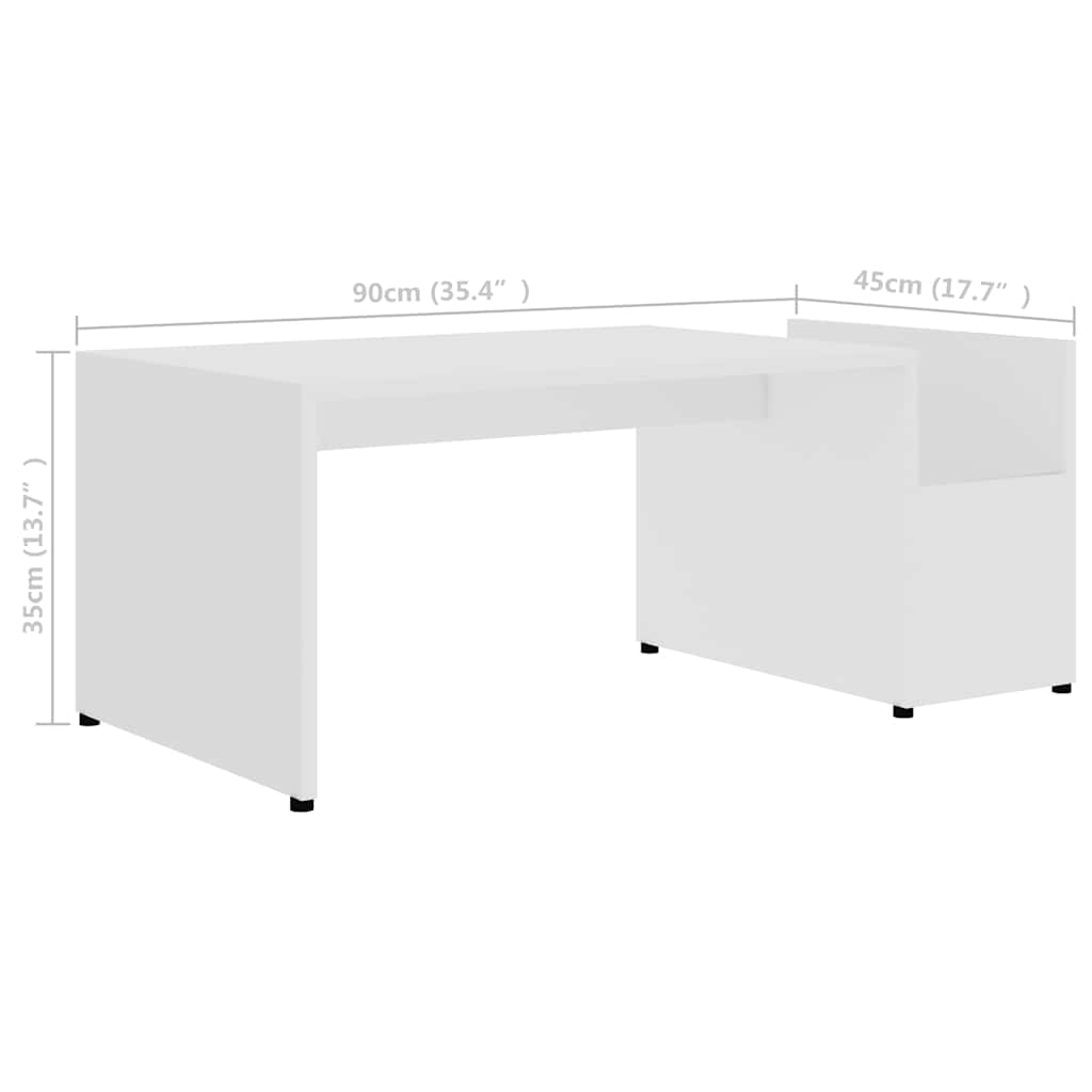 802921 vidaXL Coffee Table White 90x45x35 cm Engineered Wood