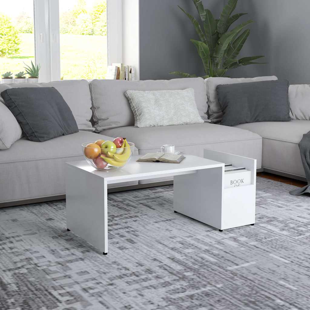 802921 vidaXL Coffee Table White 90x45x35 cm Engineered Wood