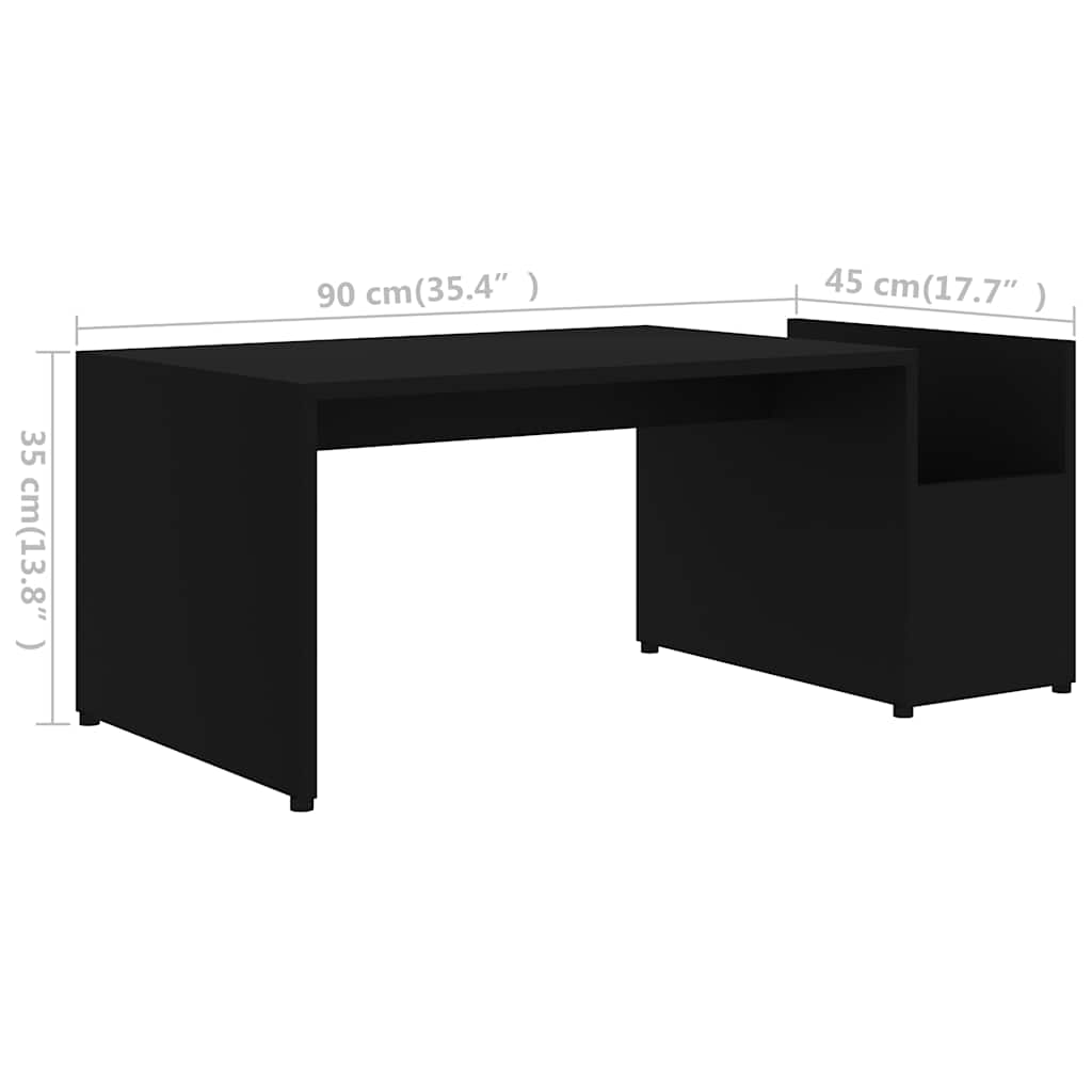 802922 vidaXL Coffee Table Black 90x45x35 cm Engineered Wood