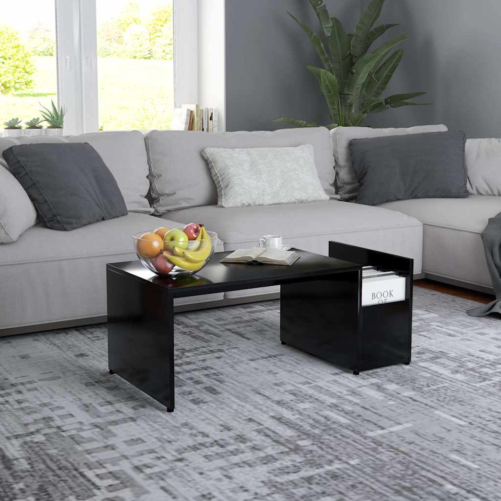 802922 vidaXL Coffee Table Black 90x45x35 cm Engineered Wood