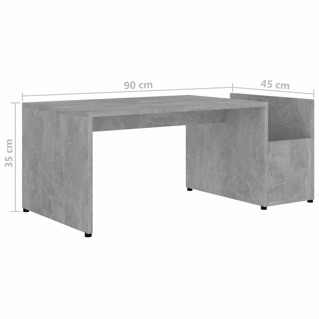 802925 vidaXL Coffee Table Concrete Grey 90x45x35 cm Engineered Wood