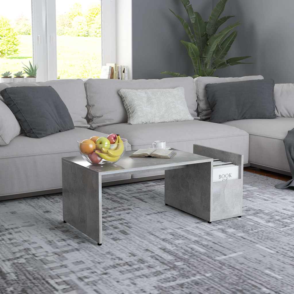 802925 vidaXL Coffee Table Concrete Grey 90x45x35 cm Engineered Wood