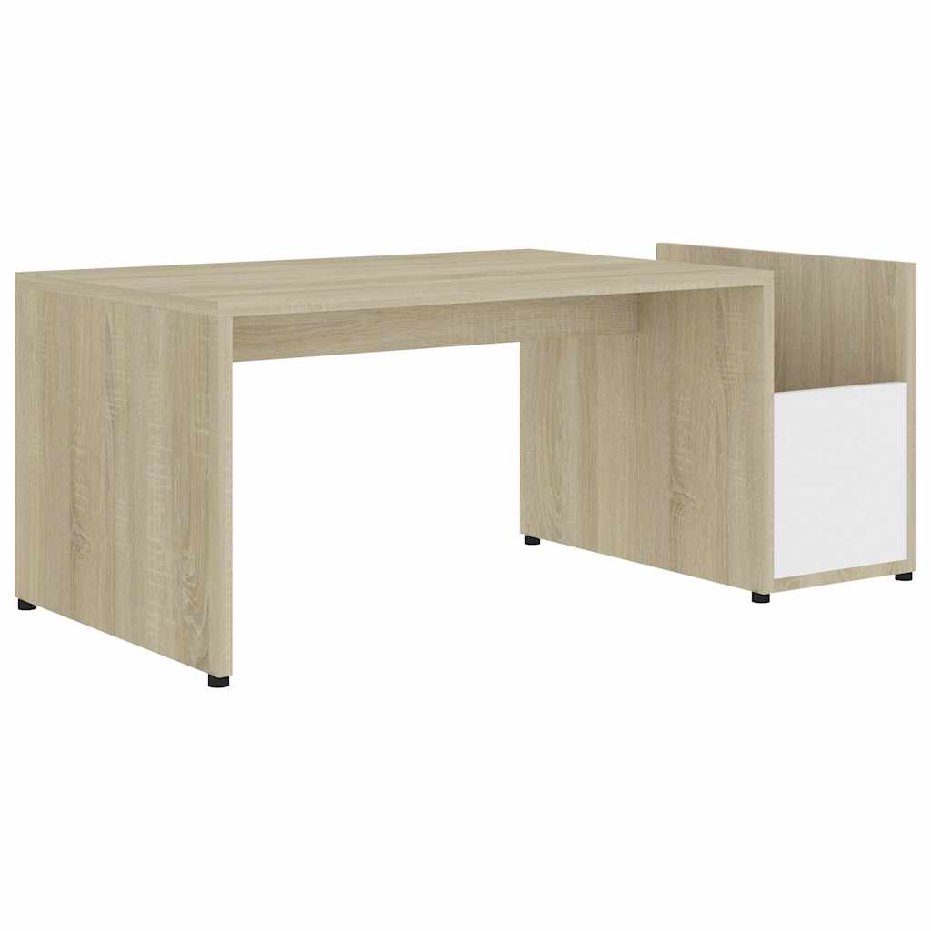 802926 vidaXL Coffee Table White and Sonoma Oak 90x45x35 cm Engineered Wood
