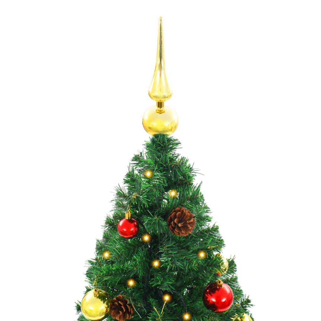 vidaXL Artificial Pre-lit Christmas Tree with Baubles Green 210 cm