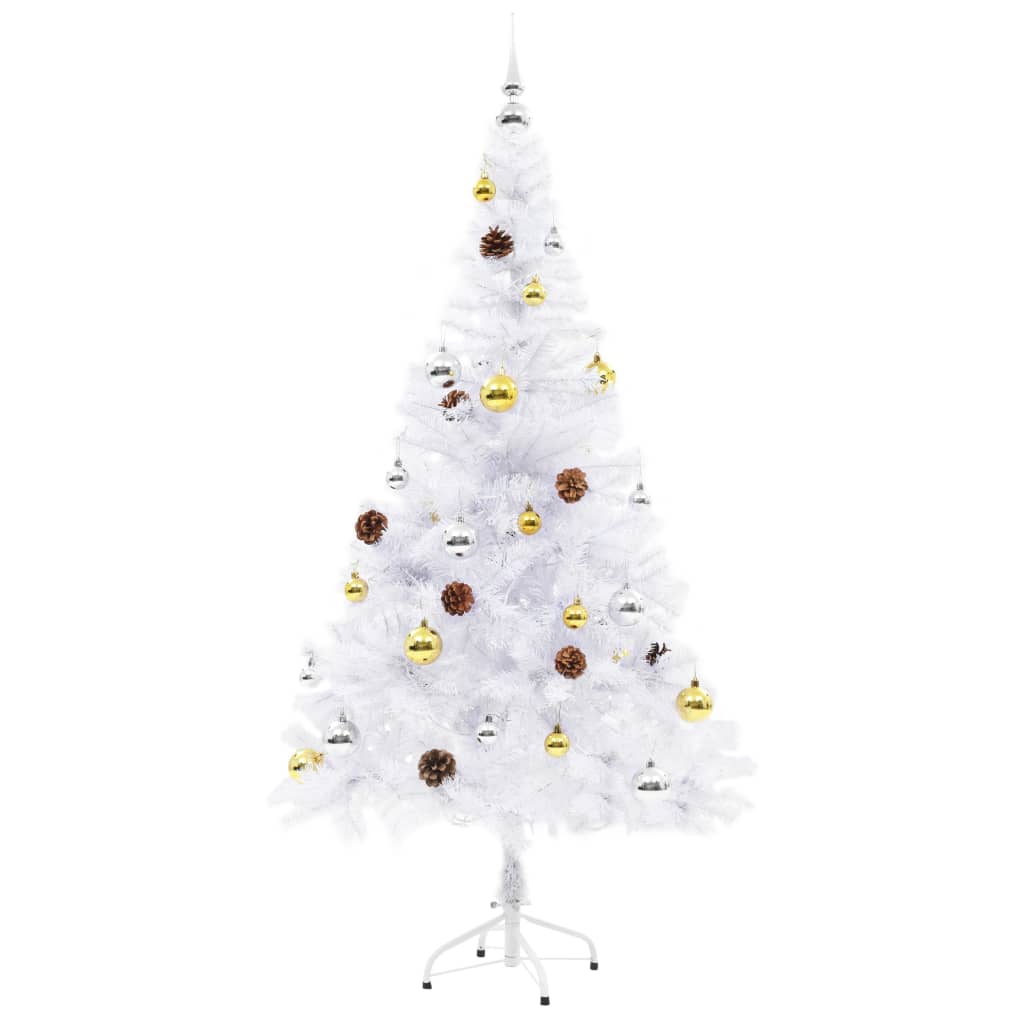 vidaXL Artificial Pre-lit Christmas Tree with Baubles White 150 cm