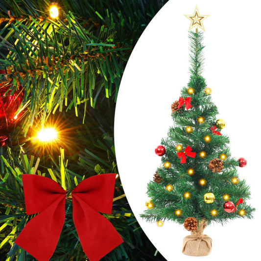 vidaXL Artificial Pre-lit Christmas Tree with Baubles Green 64 cm