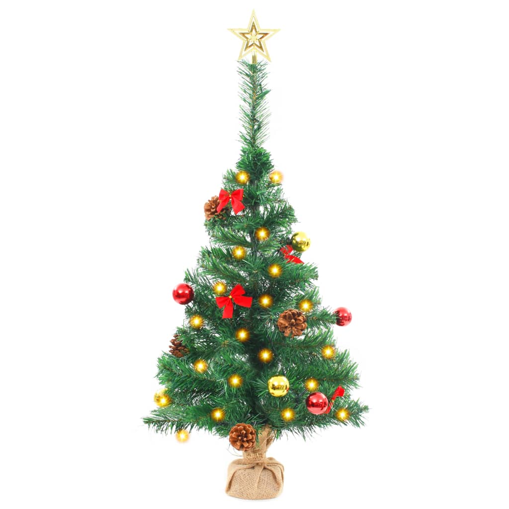 vidaXL Artificial Pre-lit Christmas Tree with Baubles Green 64 cm