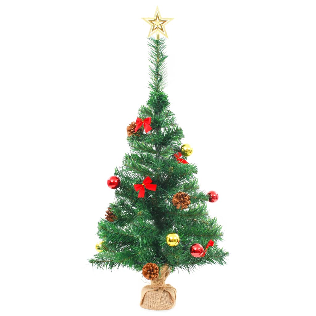 vidaXL Artificial Pre-lit Christmas Tree with Baubles Green 64 cm