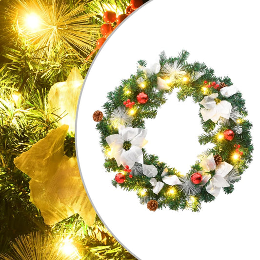 vidaXL Christmas Wreath with LED Lights Green 60 cm PVC