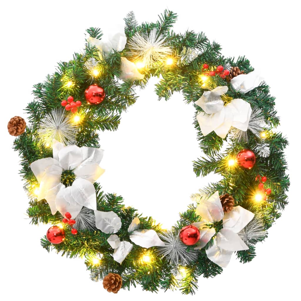 vidaXL Christmas Wreath with LED Lights Green 60 cm PVC