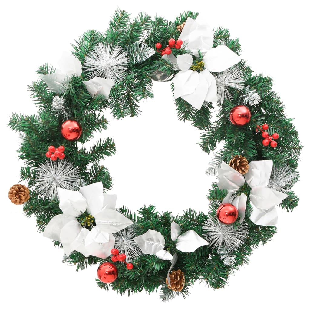 vidaXL Christmas Wreath with LED Lights Green 60 cm PVC