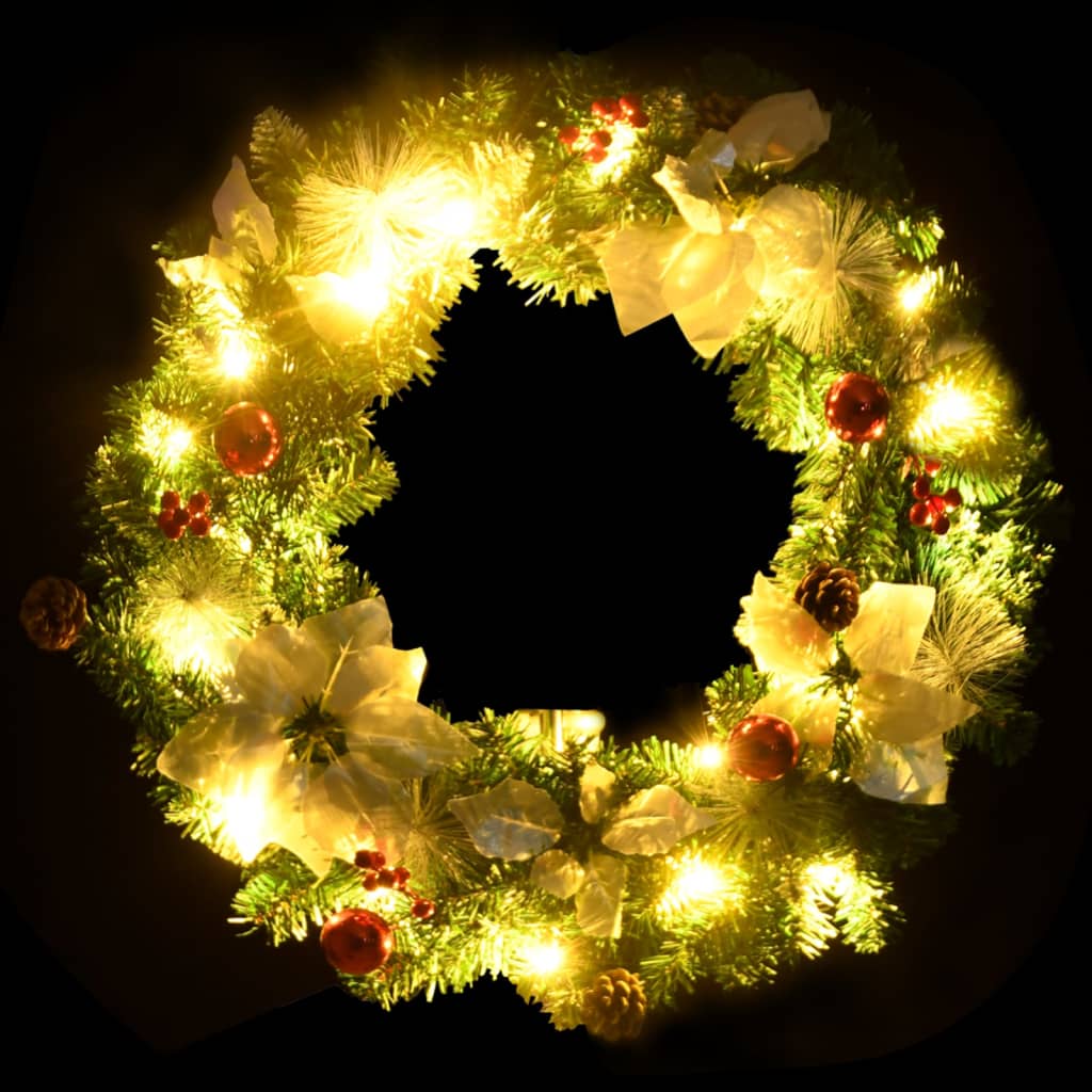 vidaXL Christmas Wreath with LED Lights Green 60 cm PVC