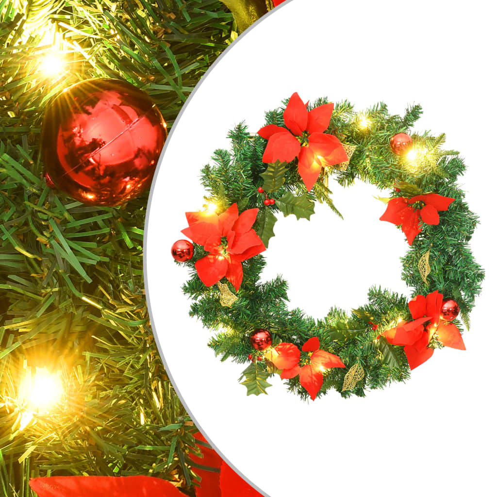 vidaXL Christmas Wreath with LED Lights Green 60 cm PVC