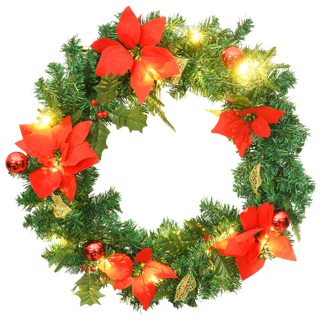 vidaXL Christmas Wreath with LED Lights Green 60 cm PVC